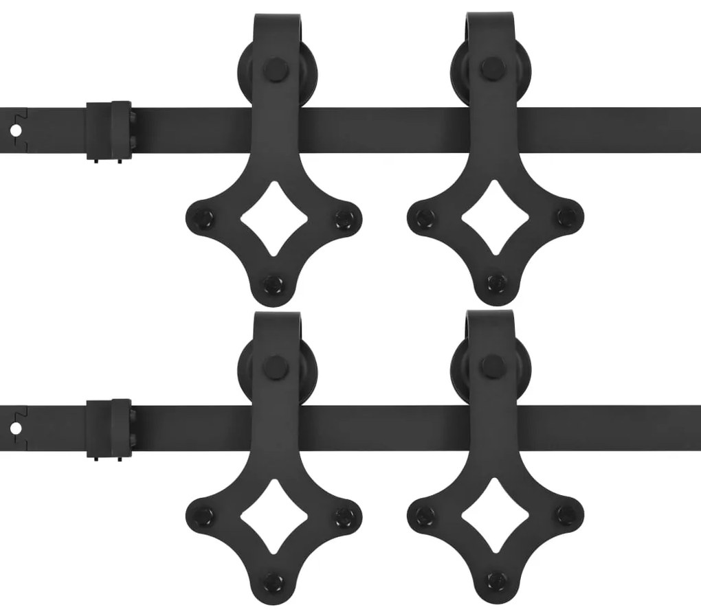 vidaXL Hardwaresets voor schuifdeuren 2 st 200 cm staal zwart