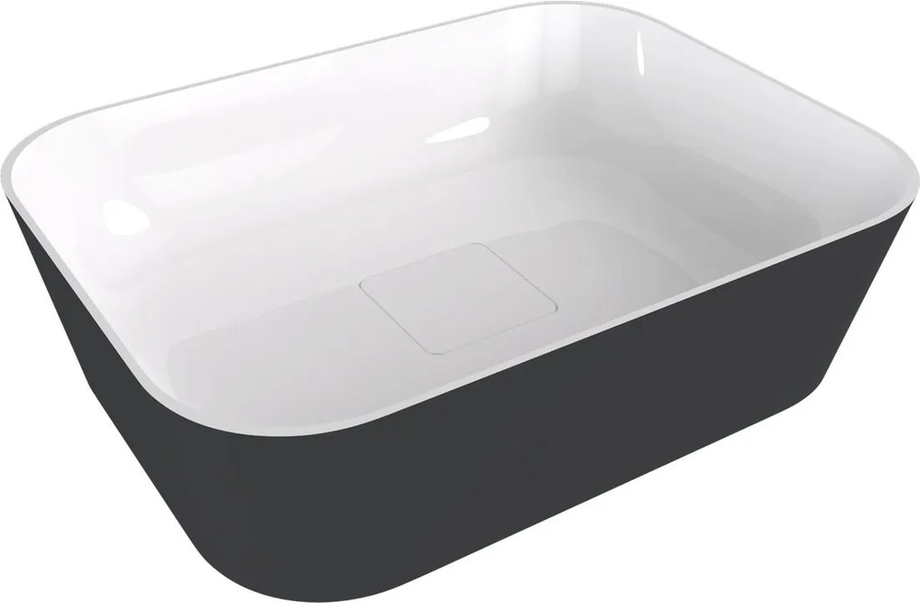 Polysan Banera waskom vierkant 50x36cm wit/antraciet mat