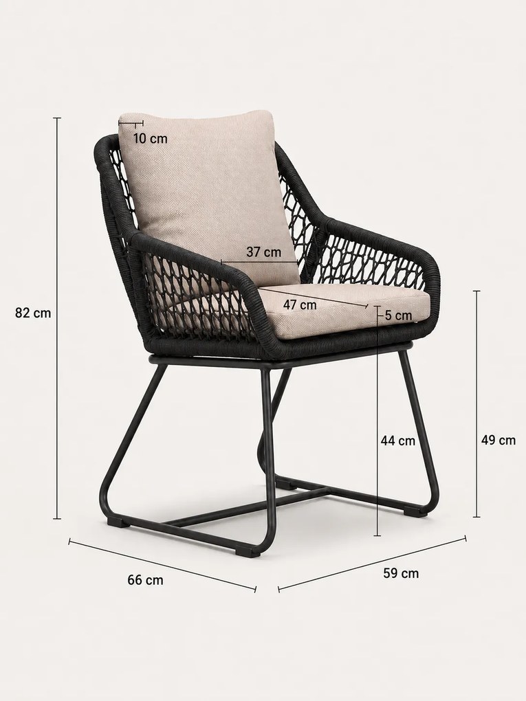 The Outsider Dining Tuinstoel Cannes – Olefin Rope - Zwart & Sand - The Outsider