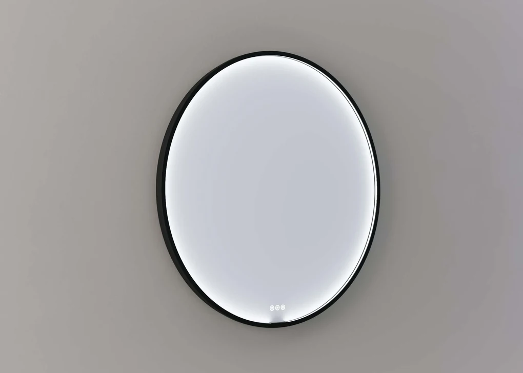 Thebalux M04 ronde spiegel 100cm met verlichting en verwarming mat zwart