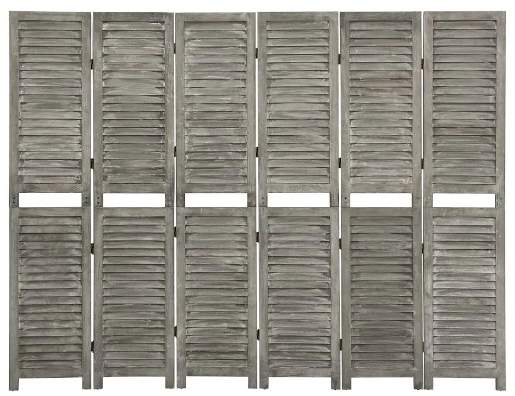 vidaXL Kamerscherm met 6 panelen 214x166 cm massief hout grijs