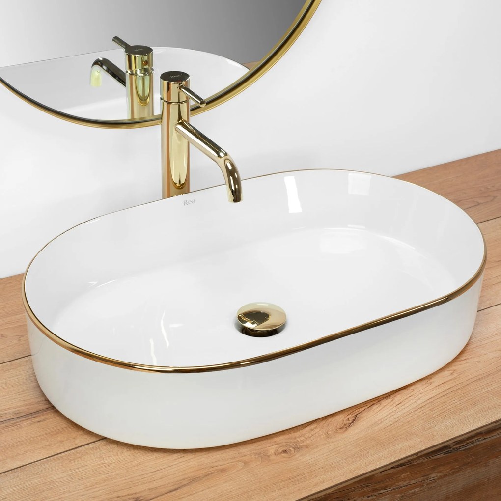 Opzetwastafel Rea Nadia White Gold Edge