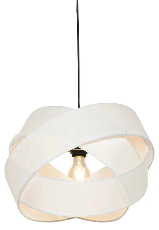 Stoffen Moderne hanglamp wit met zwart - Cloth Modern E27 rond Binnenverlichting Lamp