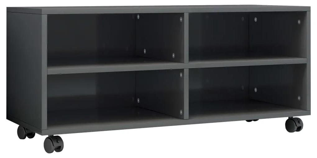 vidaXL Tv-meubel met wieltjes 90x35x35 cm bewerkt hout hoogglans grijs