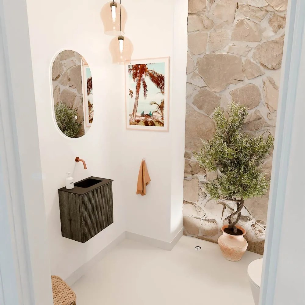 Mondiaz Joya 40cm toiletmeubel shadow met wastafel faye rechts zonder kraangat urban