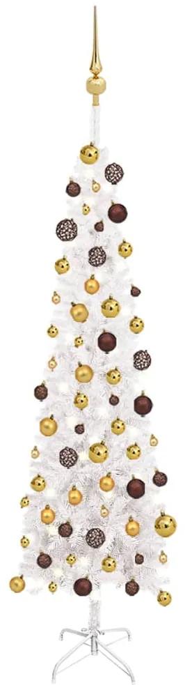 vidaXL Kerstboom met LED's en kerstballen smal 150 cm wit
