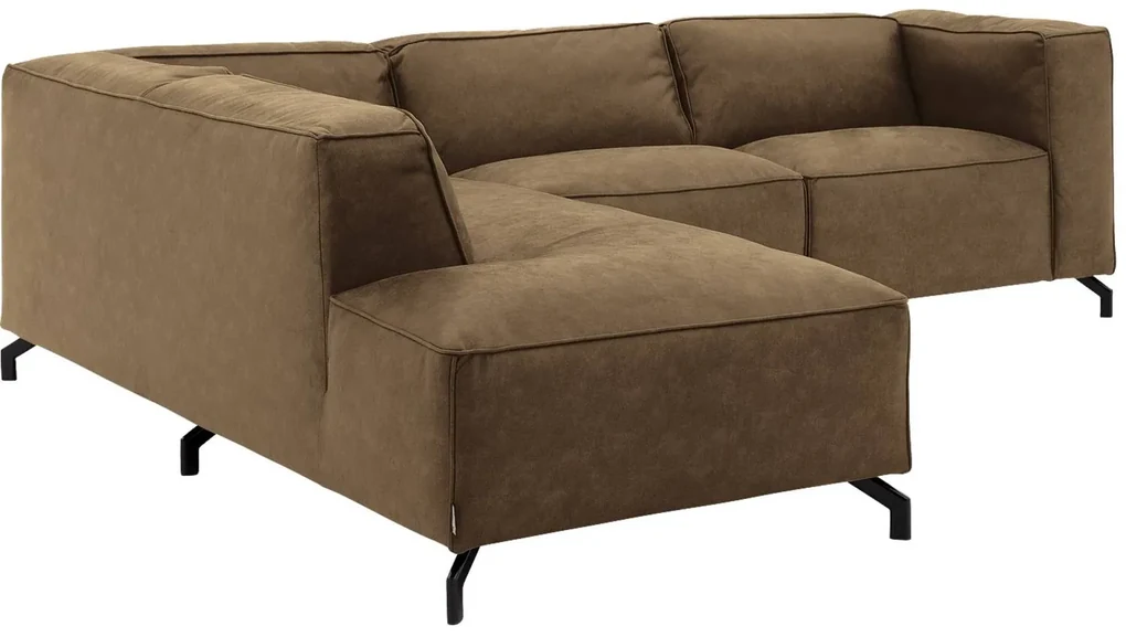 Goossens Bank Calvin groen, micro leer, 2,5-zits, modern design met ligelement links