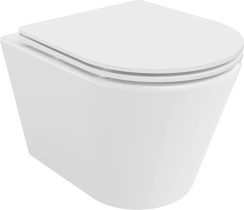 Mexen Rico Rimless hangend toilet met zacht sluitende slanke duroplast zitting, wit glans - 30720300
