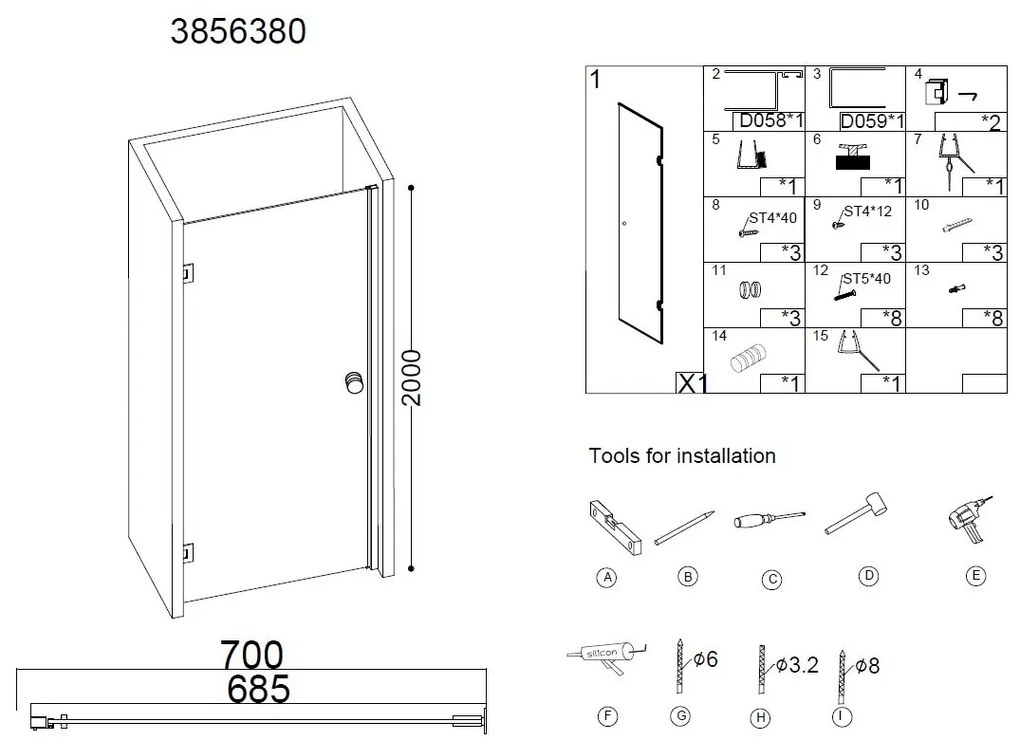 Best Design Erico douchedeur 70x200cm anti-kalk