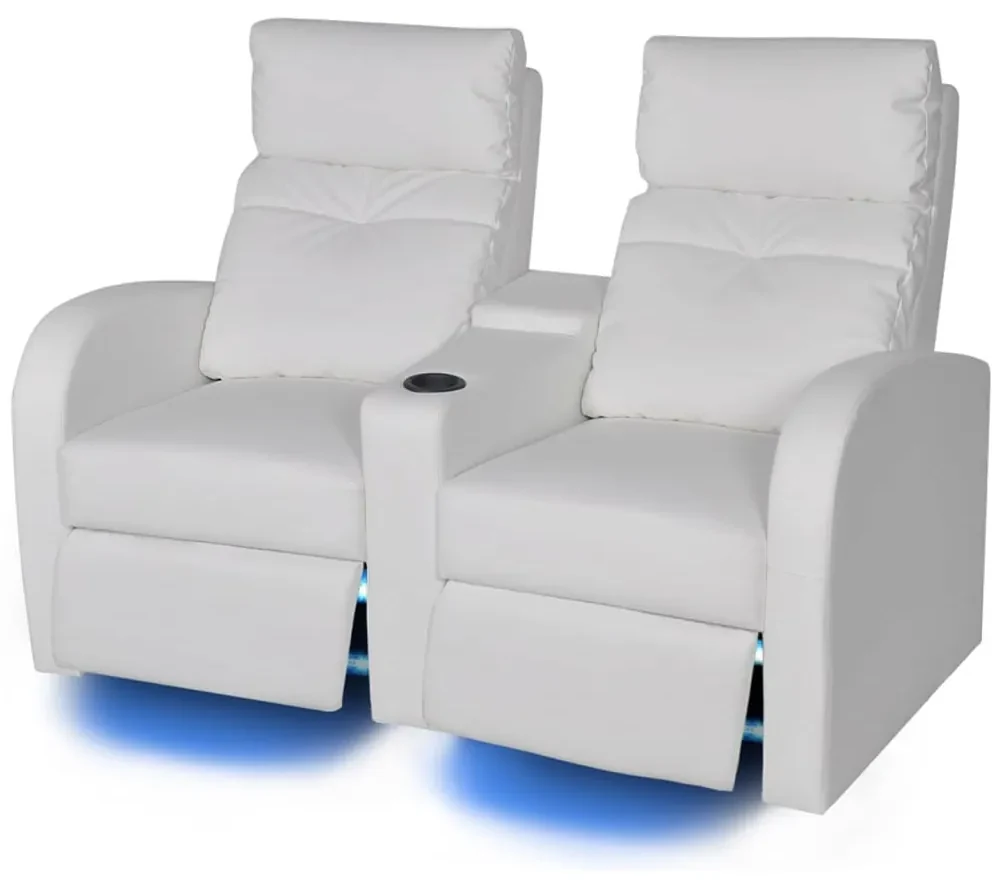 vidaXL LED Dubbele leunstoel 2-zits kunstleer wit