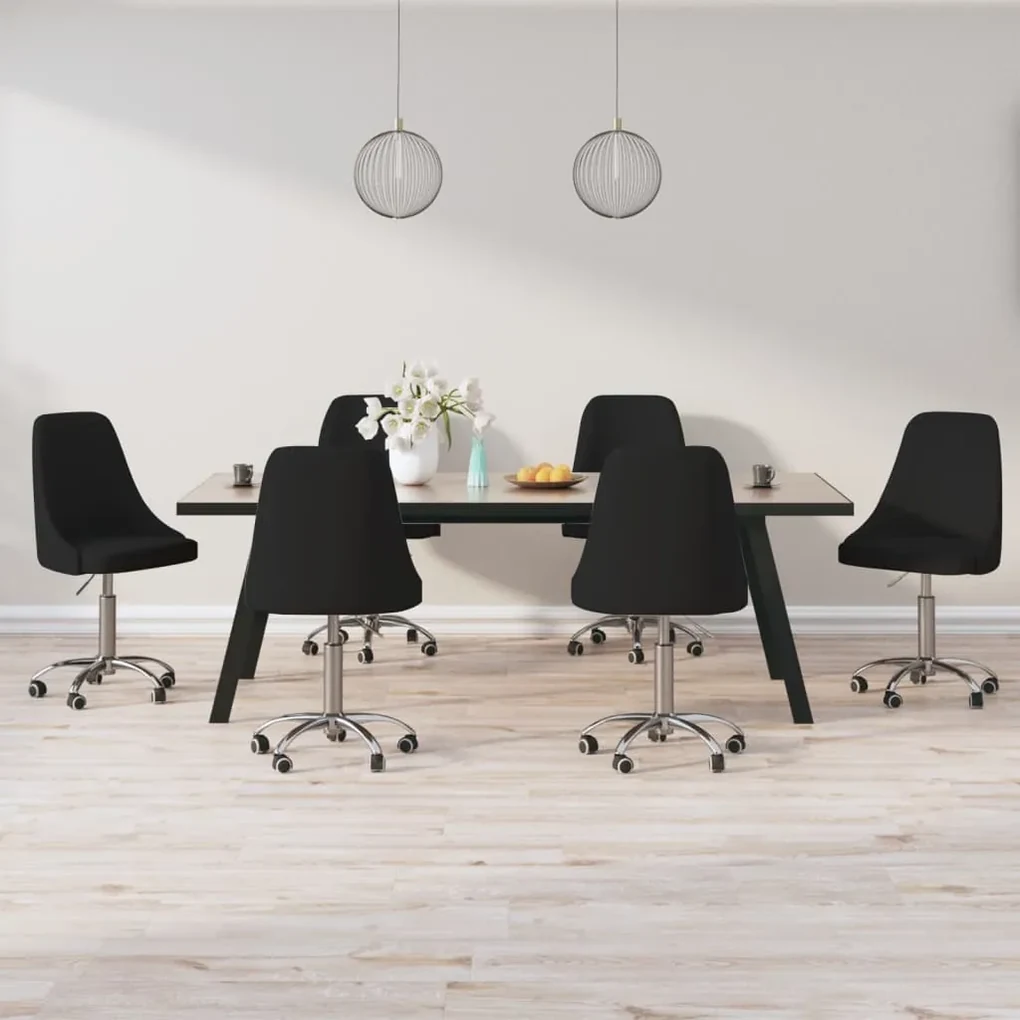 vidaXL Eetkamerstoelen draaibaar 6 st stof zwart