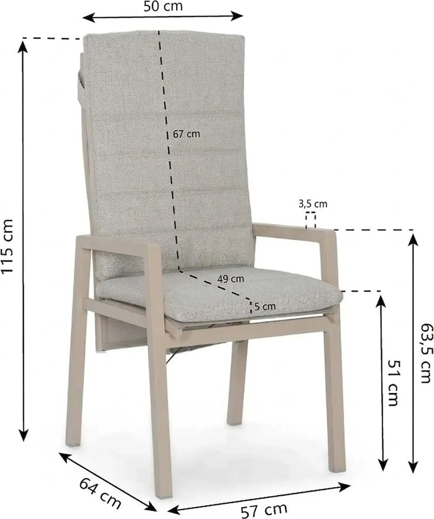 Tuinset 2 personen 909 cm Aluminium Zand/Beige Lifestyle Garden Furniture Vivaro/Creta