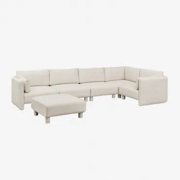 5-delige Modulaire Hoekbank En Poef In Artemisa Bouclé Stof Crèmebeige Boucléstof - Sklum
