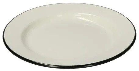 Bord, emaille, zwart/wit,Ø 22 cm