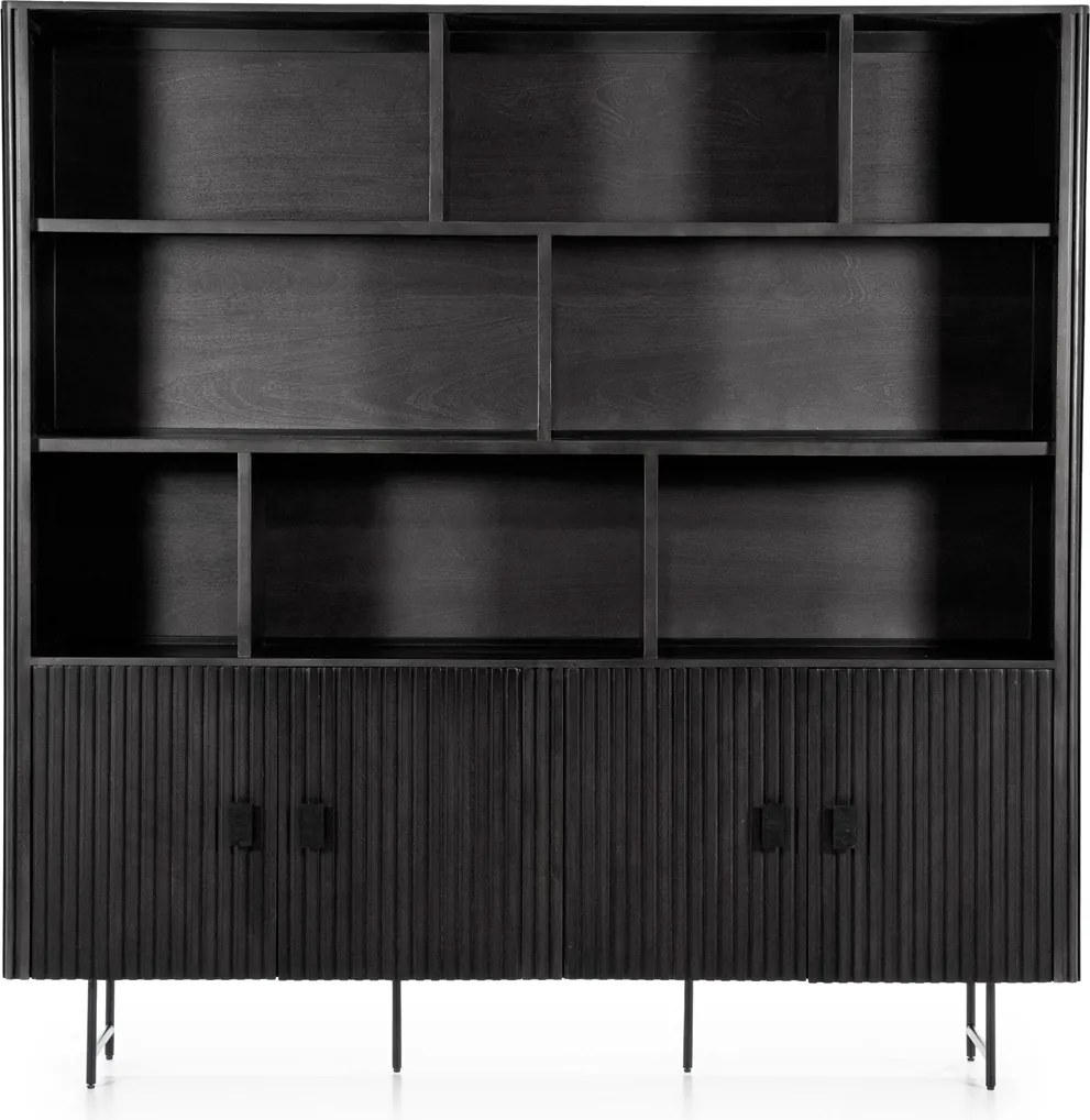 Zwarte Kast Met Open Vakken - 200x43x187cm.