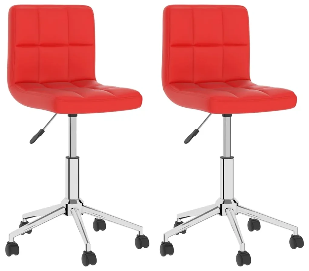 vidaXL Eetkamerstoelen draaibaar 2 st kunstleer rood
