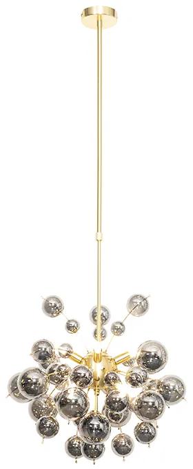 Design hanglamp messing met glas smoke 8-lichts - Explode Art Deco, Design G9 rond Binnenverlichting Lamp