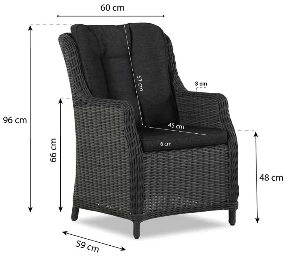 Tuinset 4 personen 155 cm Wicker Grijs Garden Collections Buckingham/Young