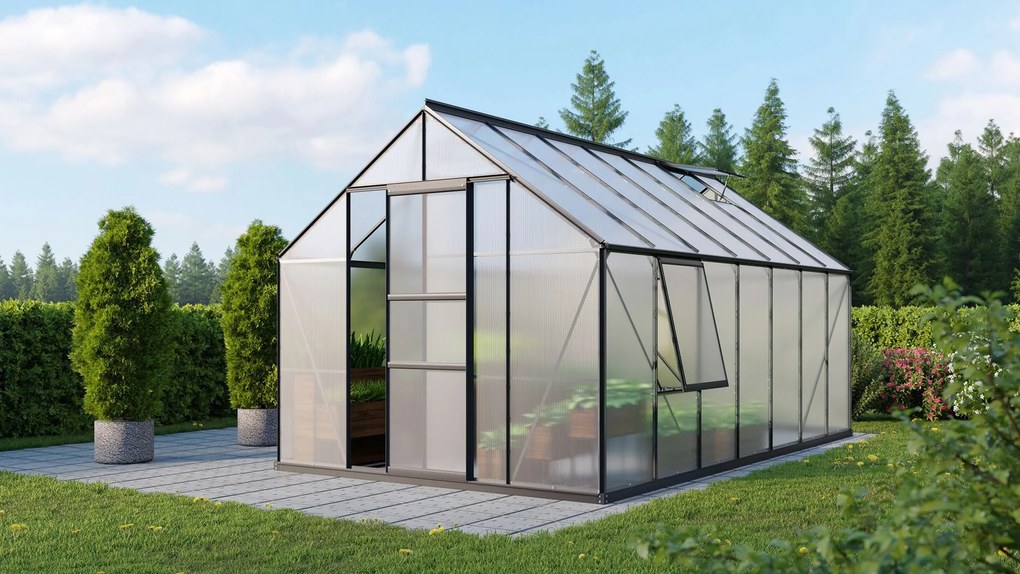 Vitavia Meridian 1 serre - 11,5m² - met 4 mm polycarbonaat - Zwart