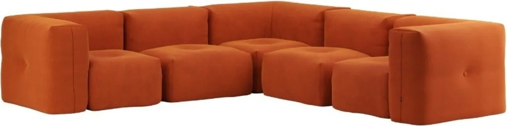 Soft Zitzak Indoor 5 Seater Hoekbank - Orange Jaquard