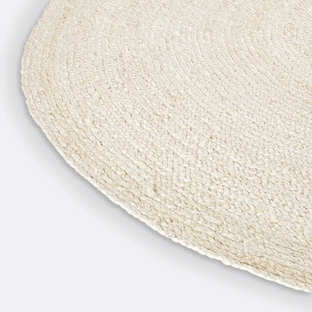 Rond vloerkleed in gebleekte jute, Aftas | BIANO