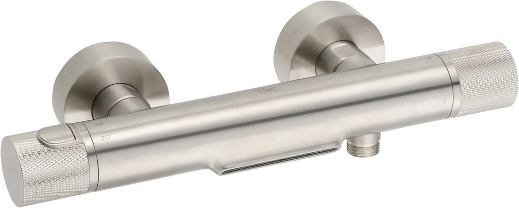 Ben Engraved Cross badkraan met watervaluitloop thermostatisch geborsteld nikkel