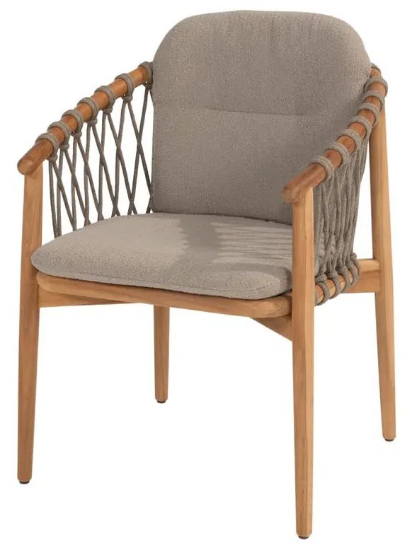 4 Seasons Outdoor Nora loungeset naturel teak met Pablo loungetafel Ø 80 cm SALE Loungeset taupe weerbestendig