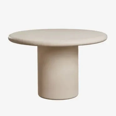 Ronde Tuintafel In Cement Namara Tapioca Beige & Ø120 Cm - Sklum