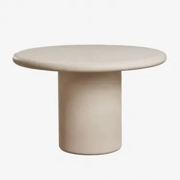 Ronde Tuintafel In Namara-cement Tapioca Beige & Ø120 Cm - Sklum