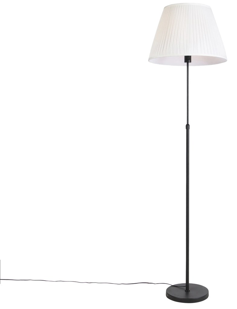Vloerlamp zwart met plisse kap crème 45 cm verstelbaar - Parte