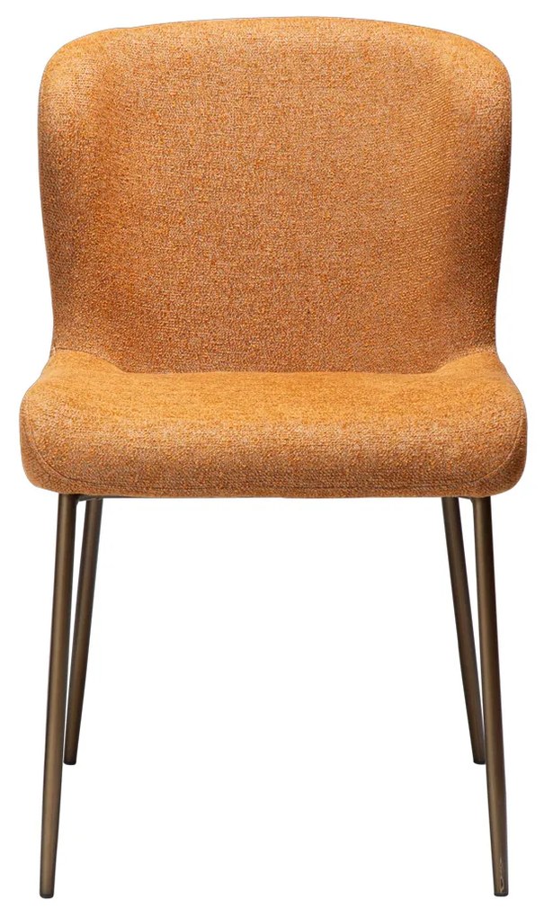 Dan-Form Glam Luxe Eetkamerstoel Boucle Pumpkin Spice Oranje En Antique Brass
