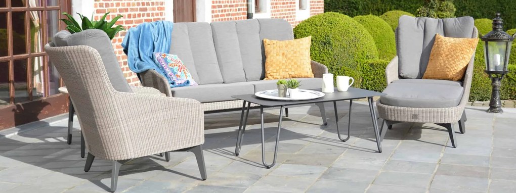 4 Seasons Outdoor | Luxor loungestoelen met gabor tafeltjes  Loungeset    antraciet weerbestendig