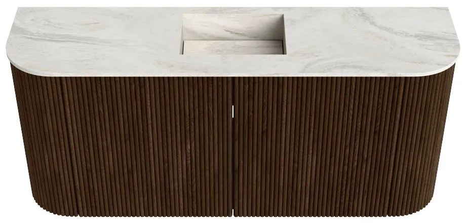 Mondiaz Joya DLux 95cm toiletmeubel ronding links/rechts walnut met wastafel faye midden 1 kraangat ostra