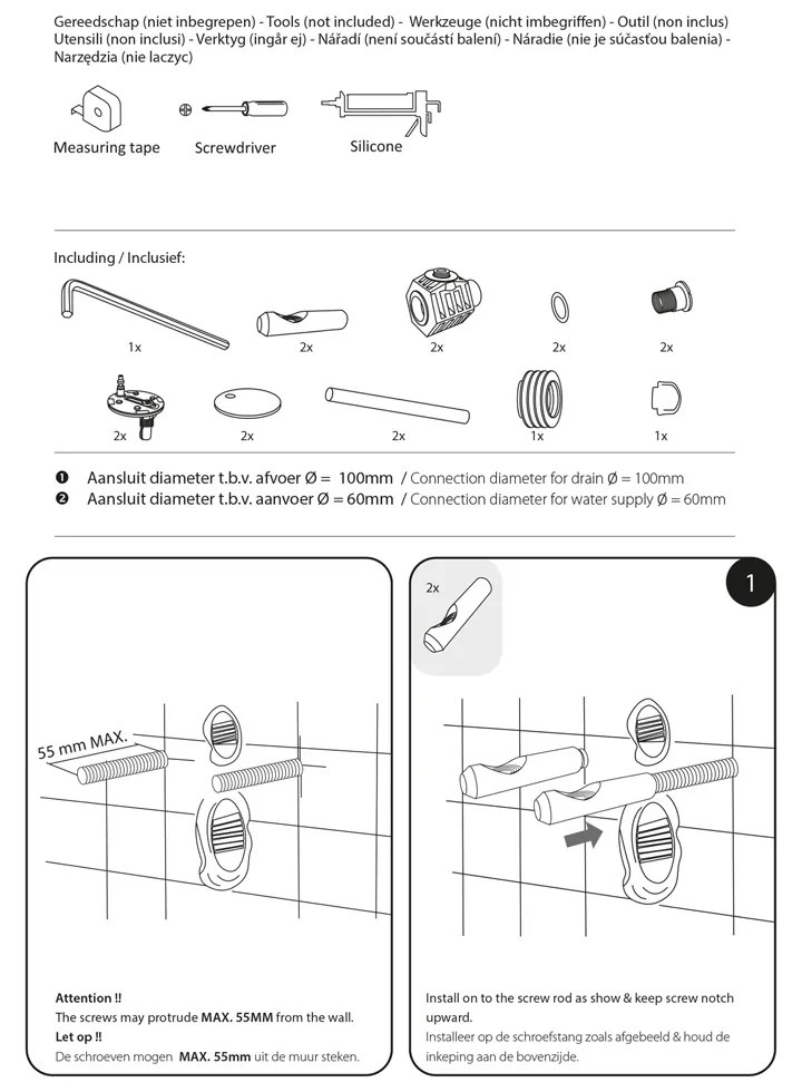 Differnz wand toilet rimless/zitting mat wit