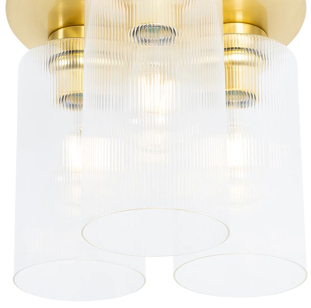 Art Deco plafondlamp goud met glas 3-lichts - Laura Art Deco E27 rond Binnenverlichting Lamp