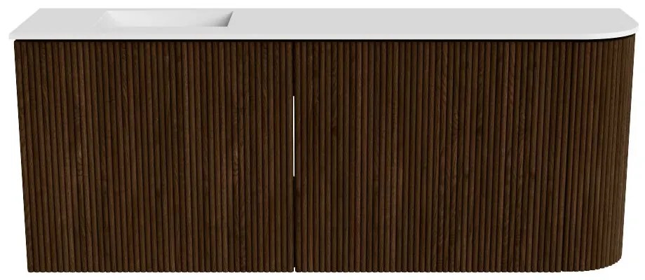 Mondiaz Joya 100cm toiletmeubel ronding rechts walnut met wastafel faye links zonder kraangat talc