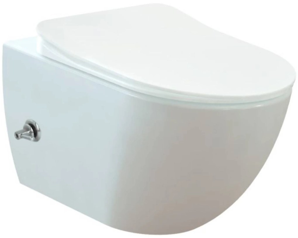Creavit Design randloos hangtoilet met RVS bidetkraan excl. toiletbril wit