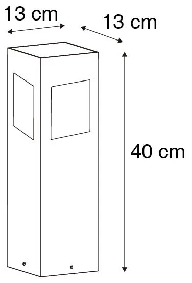 Staande buitenlamp zwart 40 cm met dimlicht en sensor op solar - Charlotte