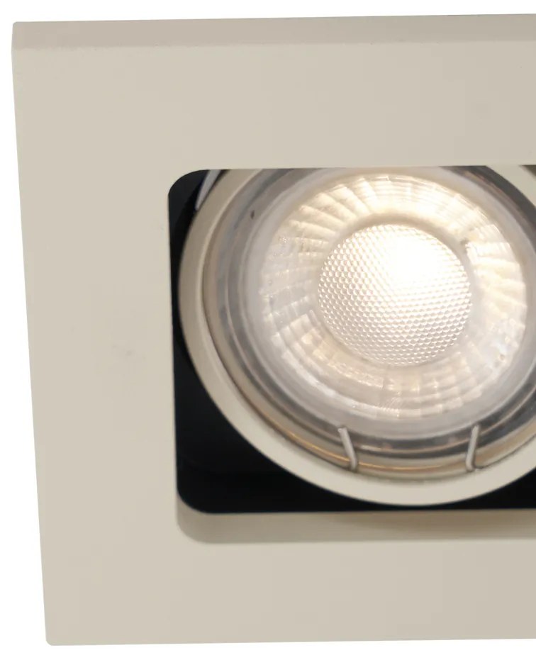 Set van 6 Moderne inbouwspot beige GU10 50mm draai- en kantelbaar 2-lichts - Qure GU10 Binnenverlichting Lamp