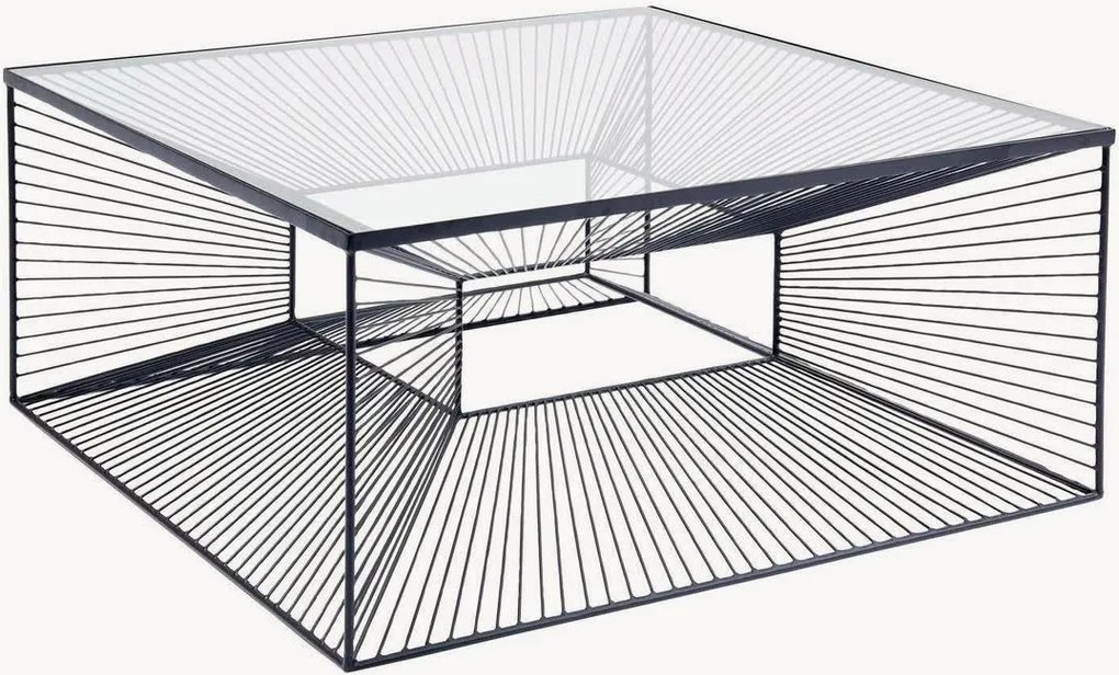 Handgemaakte salontafel Dimension met glazen tafelblad