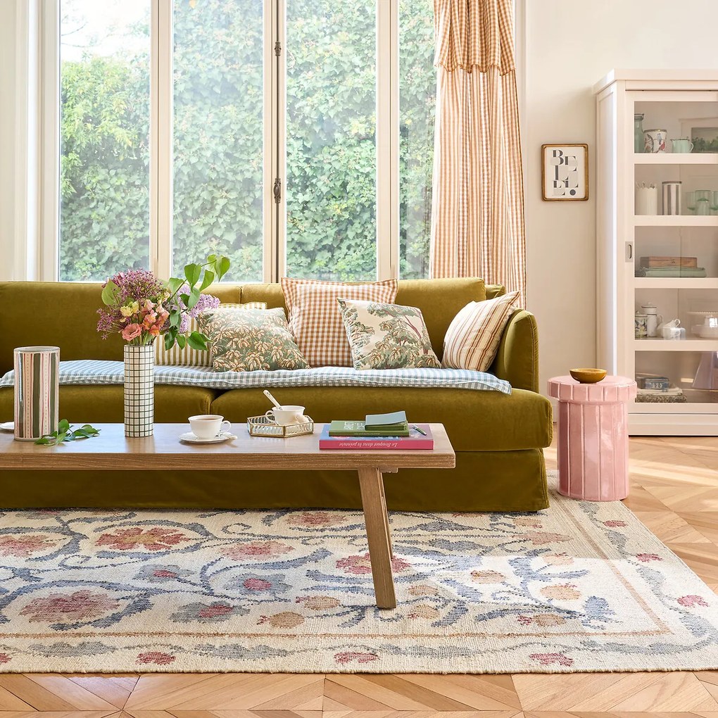 Vloerkleed in jute met bloemenpatroon, Antonia