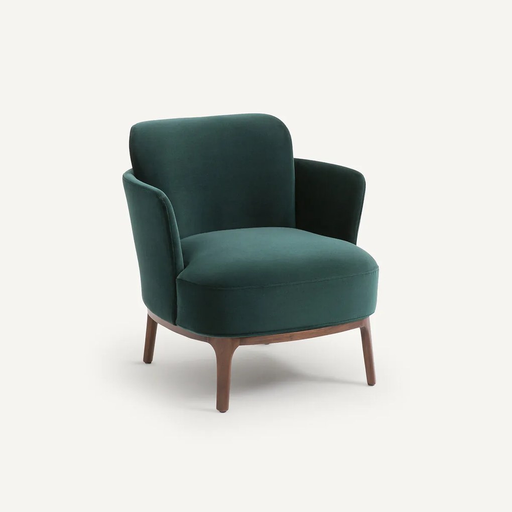 Fauteuil met poten van massief notenhout en fluweel, Jabote