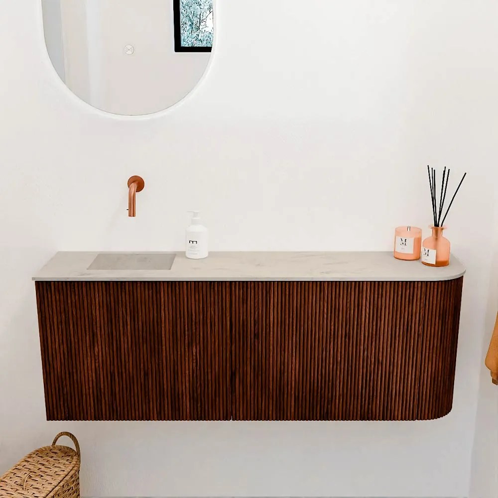Mondiaz Joya DLux 110cm toiletmeubel ronding rechts ruby met wastafel faye links zonder kraangat opalo