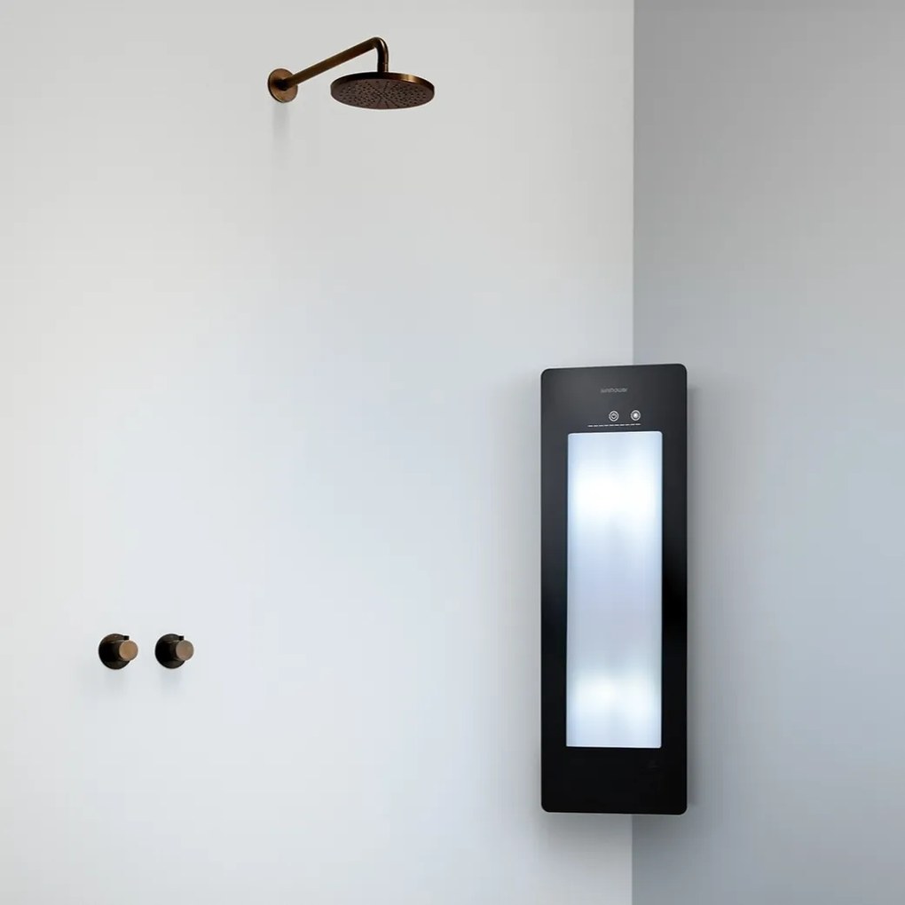 Sunshower Round Plus Small Black infraroodlamp en UV 33x95x10cm hoekopbouw