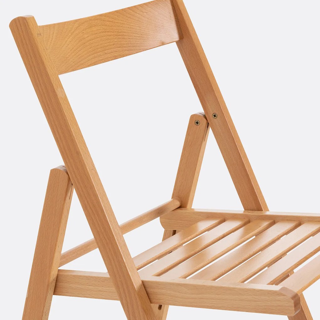 Set van 2 plooibare stoelen, massief beukenhout, Yann