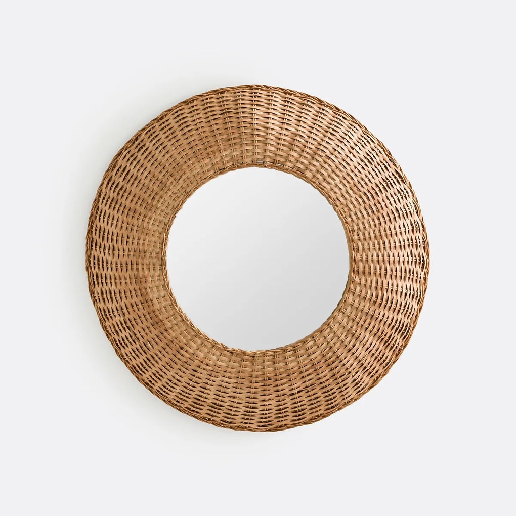 Ronde gewelfde spiegel in rotan ø60 cm, Naria