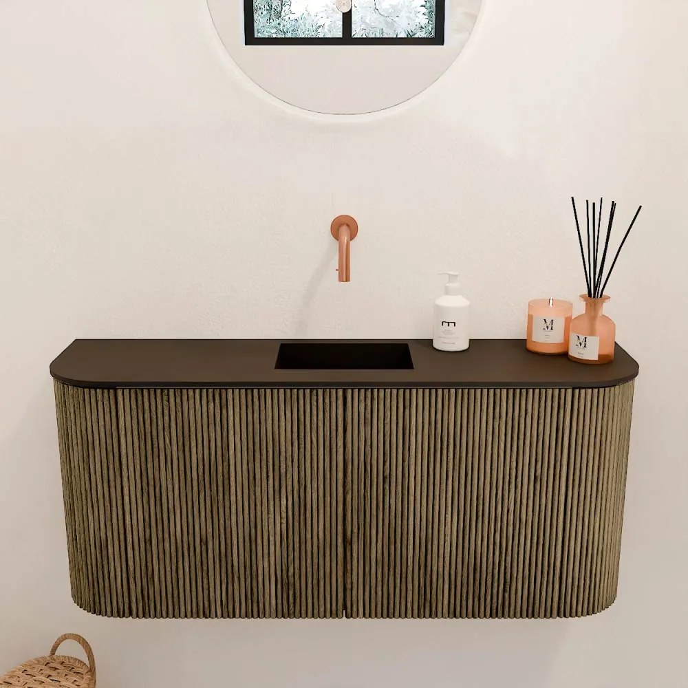 Mondiaz Joya 95cm toiletmeubel ronding links/rechts dusk met wastafel faye midden zonder kraangat urban