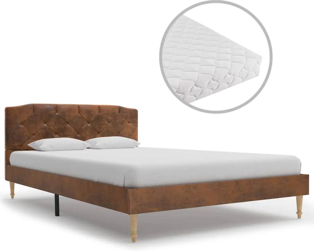 Bed met matras kunstsuède bruin 120x200 cm