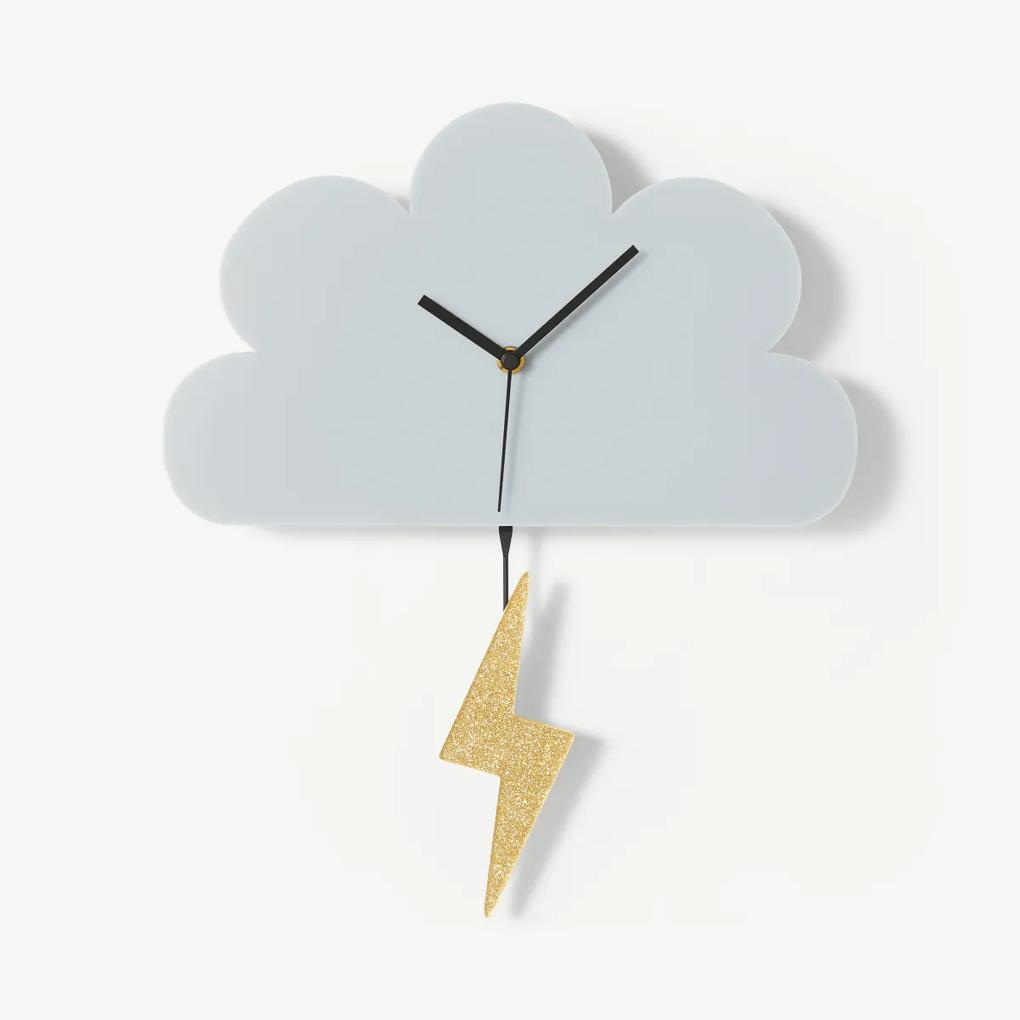 Cloud & Lightning acryl klok door Tatty Devine, grijs en goud