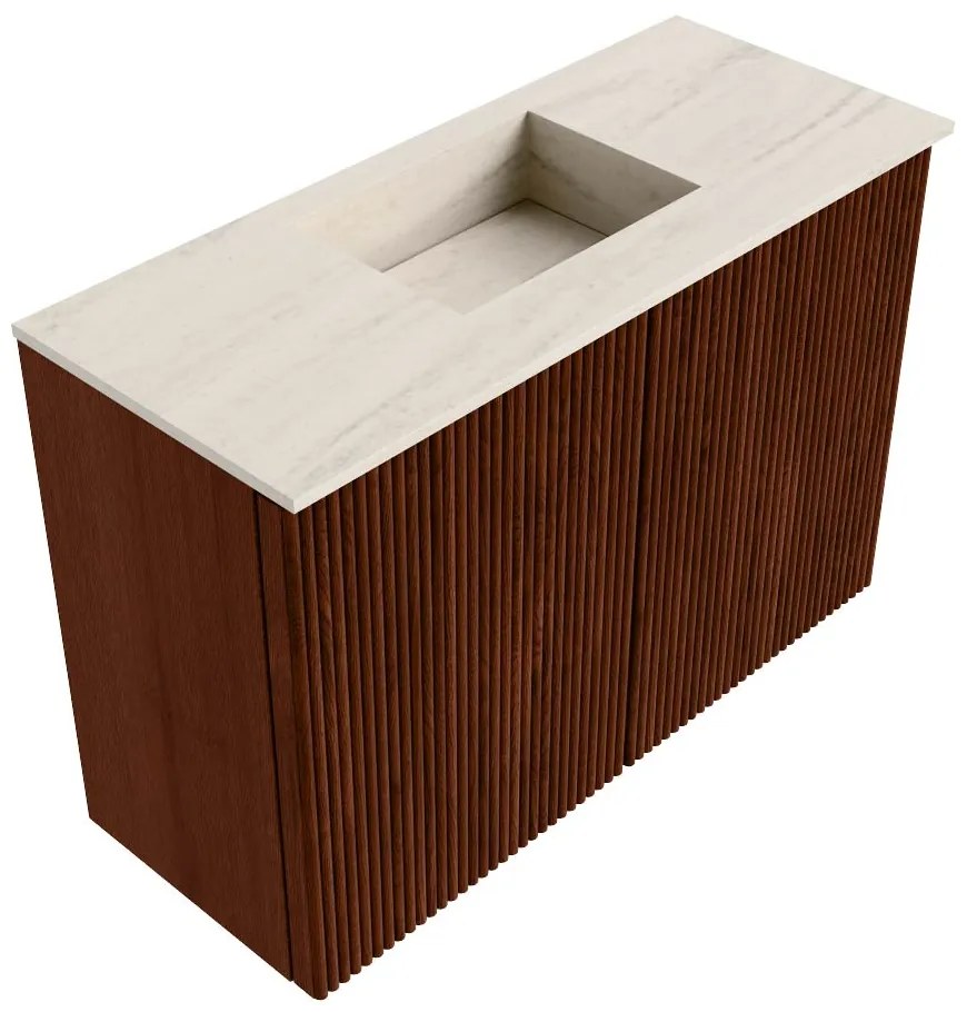 Mondiaz Joya DLux 60cm toiletmeubel ruby met wastafel faye midden zonder kraangat meli